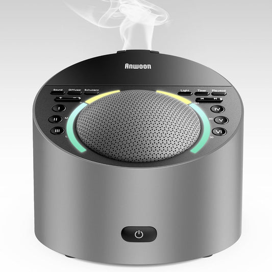 Sound Machine with Aroma Diffuser, Premium Metal Shell 12W White Noise Machine, Soothing Night Light, 50+ Natural Sounds for Sleep, Focus, Relaxation, Perfect System for Adults Kids Baby